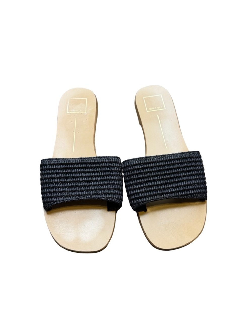 ✨🖤 Dolce Vita Woven Raffia Slide Sandals Black Size 10 🖤✨